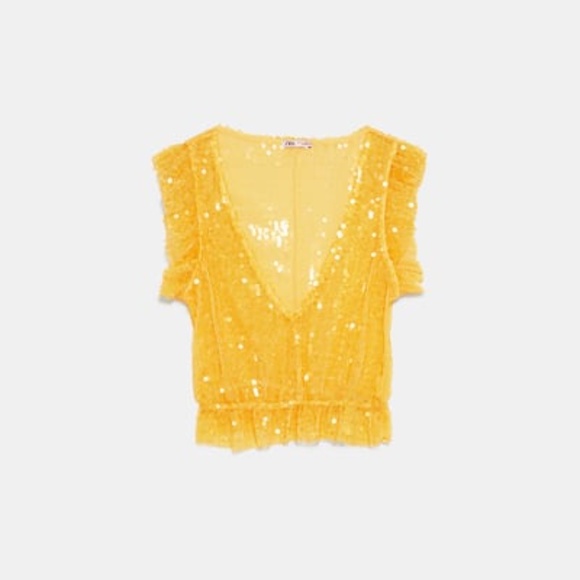 ZARA Yellow Sequin Top - Picture 6 of 9